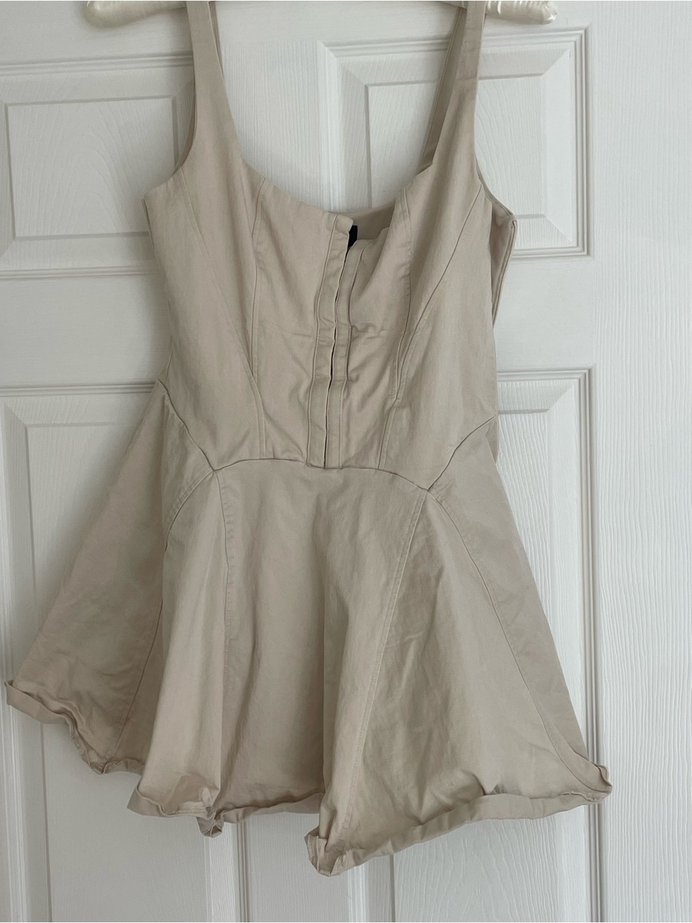 Zara Beige Cream Fit-and-Flare Mini Dress